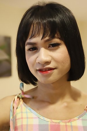 19yo petite Thai ladyboy gets face fucked by white tourists dick