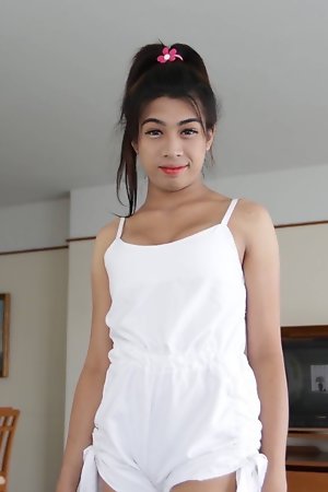 21yo Thai ladyboy strips and sucks off white cock