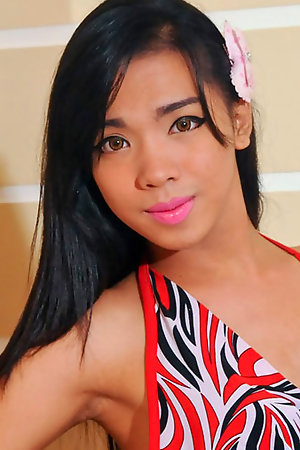 Ladyboy Aubrey spreading ass