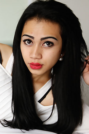 21yo sexy Thai ladyboy gets big white cock up her ass