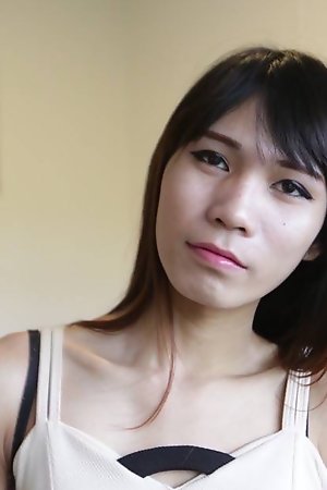 Flat-chested Thai Ladyboy can't get enough white cock
